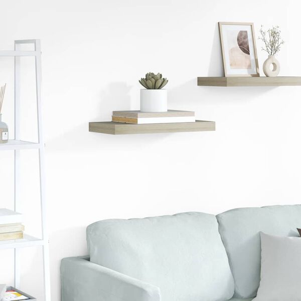 vidaXL Flytende vegghylle eik 50x23x3,8 cm MDF