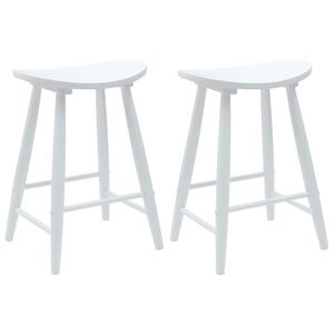 vidaXL Spisestoler 2 stk. Solid Gummitre Hvit 46 x 37 x 63 cm