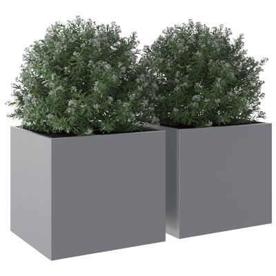 vidaXL Plantekasser 2 stk sølv 32x30x29 cm rustfritt stål