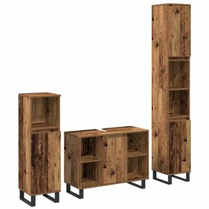 vidaXL Baderomsinnredningssett 3 stk. Brun 30 x 30 x 180 cm