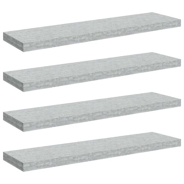 vidaXL Flytende vegghyller 4 stk betonggr&aring; 90x23,5x3,8 cm MDF