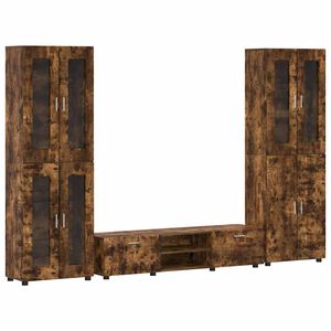 vidaXL TV-benksett med skuff med hylle med d&oslash;r R&oslash;kt eik Konstruert tre