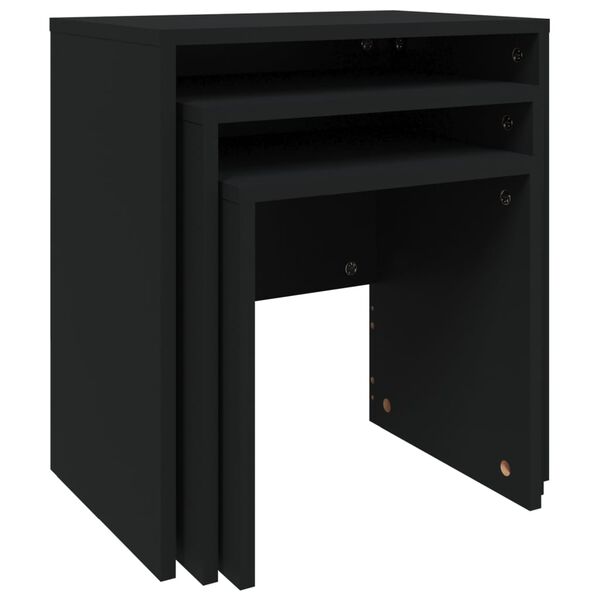 vidaXL Stablebare salongbord 3 stk svart konstruert tre