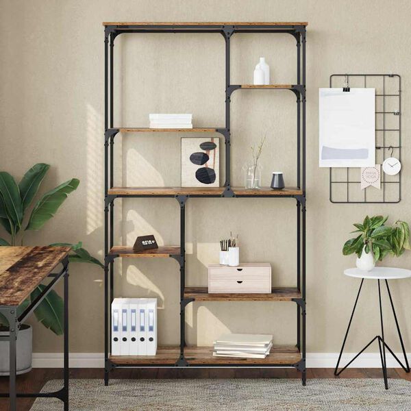 vidaXL Bokhylle Gammelt tre 99 x 35,5 x 176 cm Konstruert tre