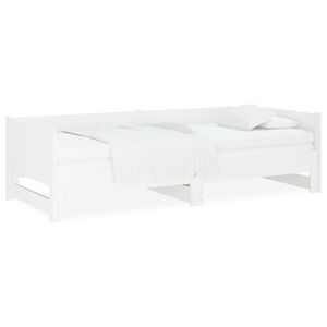 vidaXL Uttrekkbar dagseng hvit heltre furu 2x(90x190) cm