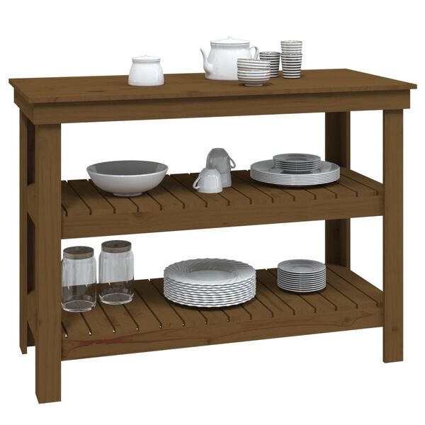 vidaXL Arbeidsbenk honningbrun 110,5x50x80 cm heltre furu