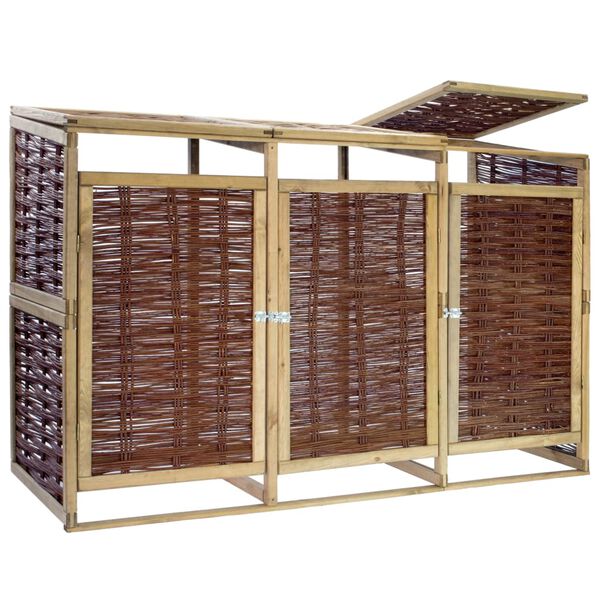 vidaXL Trippelt s&oslash;ppeldunkskur furu og kurvstr&aring;