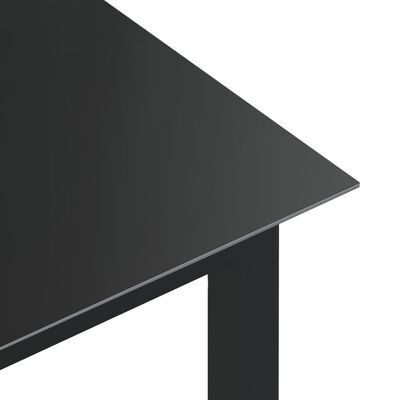 vidaXL Hagebord svart 190x90x74 cm aluminium og glass