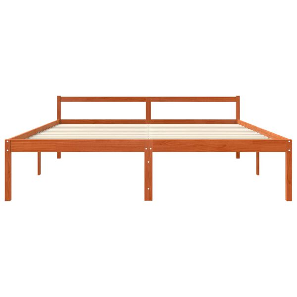 vidaXL Sengestamme med hodegjerde Vokset Brun 180 x 200 cm Massiv furu