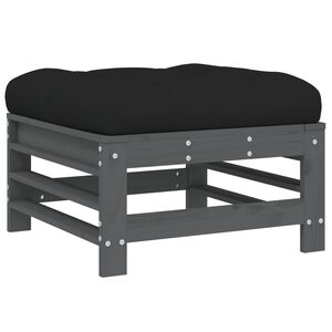 vidaXL Utend&oslash;rs fotskammel med pute gr&aring; heltre furu