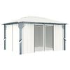 vidaXL Paviljong med gardin og LED-strenglys 4x3 m krem aluminium
