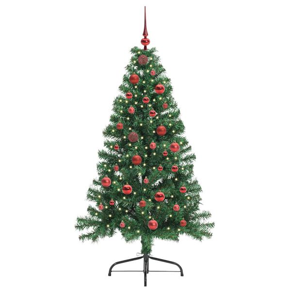 vidaXL Kunstig Forh&aring;ndsopplyst Juletre med 150 LED gr&oslash;nn 150 cm PVC