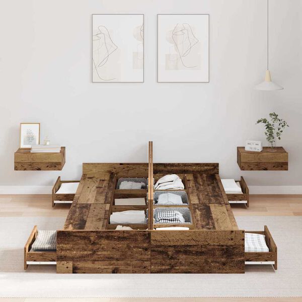 vidaXL Seng med lagring Gamle tre 120 x 200 cm Konstruert tre