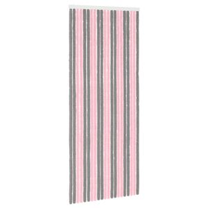 vidaXL Insektgardin Chenille S&oslash;lvgr&aring; og rosa 90 x 220 cm 100% PP