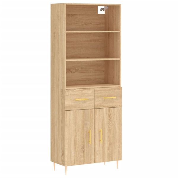 vidaXL Highboard sonoma eik 69,5x34x180 cm konstruert tre