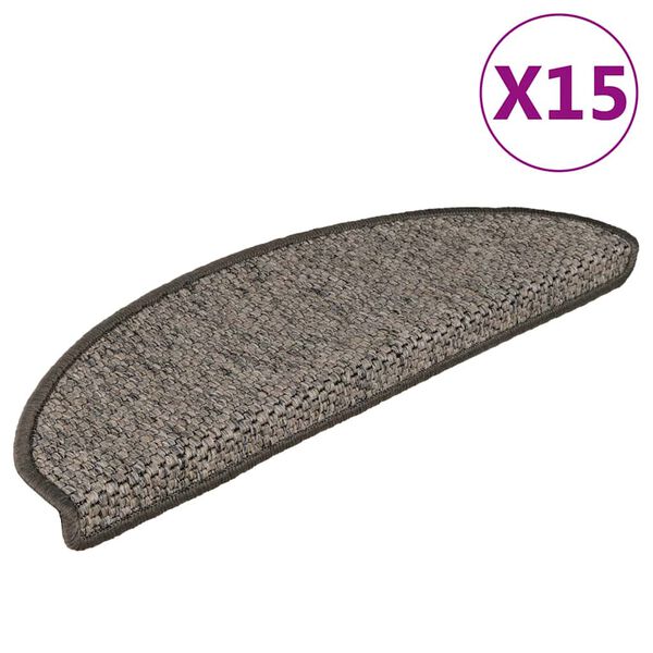 vidaXL Selvklebende trappematter sisal 15 stk 65x21x4 cm gr&aring; og beige