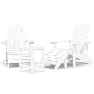 vidaXL Adirondack stoler med fotst&oslash;tte og bord HDPE hvit