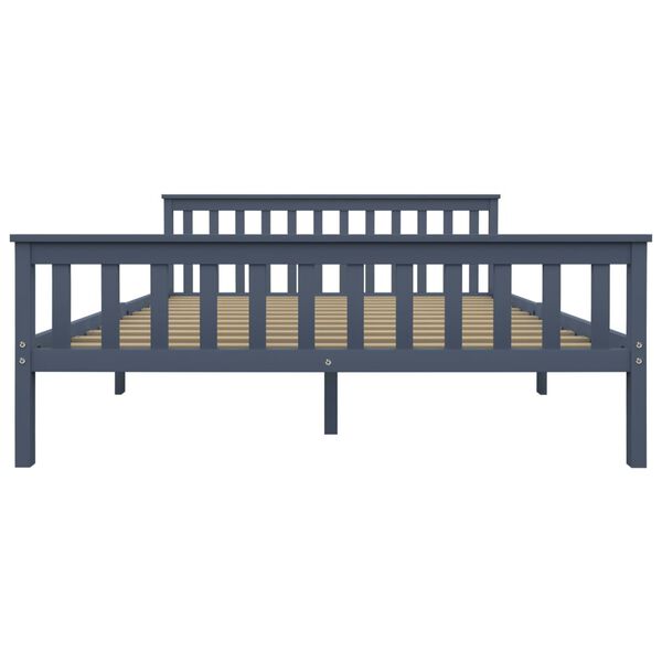 vidaXL Sengeramme med 2 skuffer grå heltre furu 160x200 cm