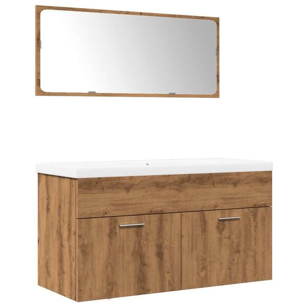 vidaXL Baderomsm&oslash;bler 3 deler artisan eik konstruert tre