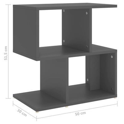 vidaXL Nattbord grå 50x30x51,5 cm sponplate