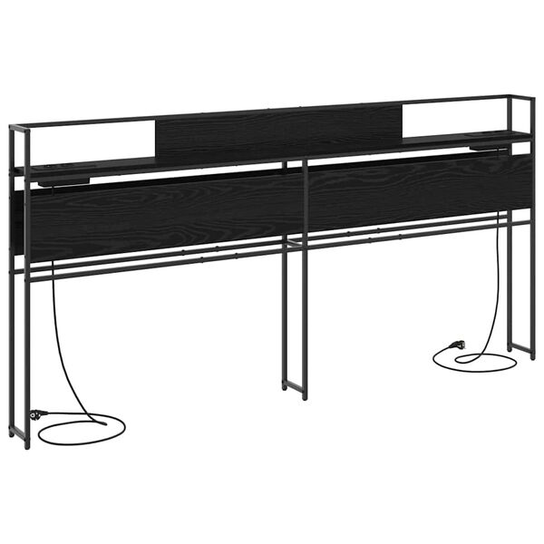 vidaXL Lagringshodegavl med hylle Svart eik 180 cm Konstruert tre