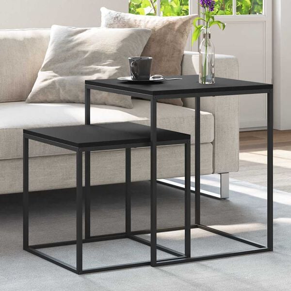 vidaXL Salongbord 2 stk konstruert tre og metall