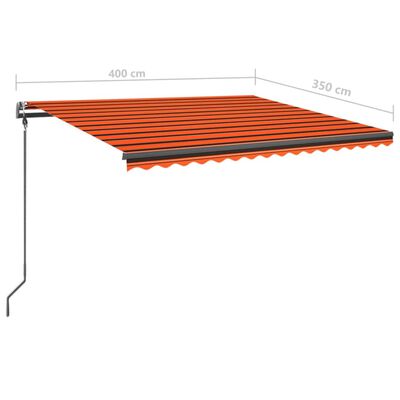 vidaXL Manuell uttrekkbar markise med LED 4x3,5 m oransje og brun