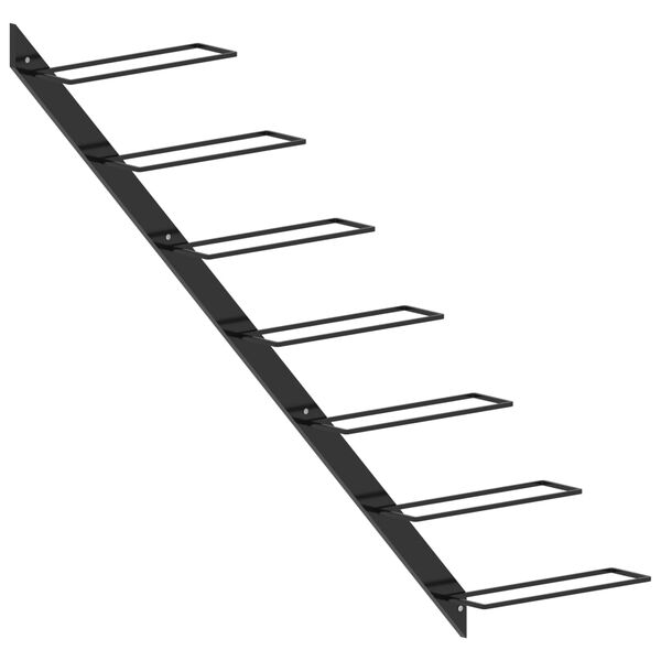 vidaXL Veggmontert vinstativ for 7 flasker svart metall