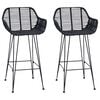vidaXL Barstol 2 pcs Svart 55 x 52 x 92 cm Rattan og Jern