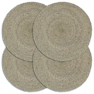 vidaXL Bordmatter 4 stk ren gr&aring; 38 cm rund jute