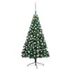 vidaXL Forh&aring;ndsbelyst kunstig halvt juletre med kulesett gr&oslash;nn 150 cm