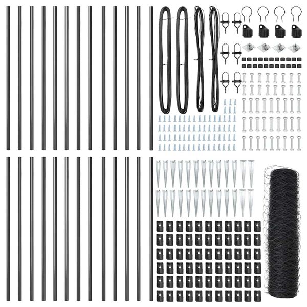 vidaXL Gjerdep&aring;le Gr&aring; 50 x 0,6 m (36 mm netting) St&aring;l og PVC