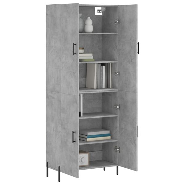 vidaXL Highboard betonggr&aring; 69,5x34x180 cm konstruert tre