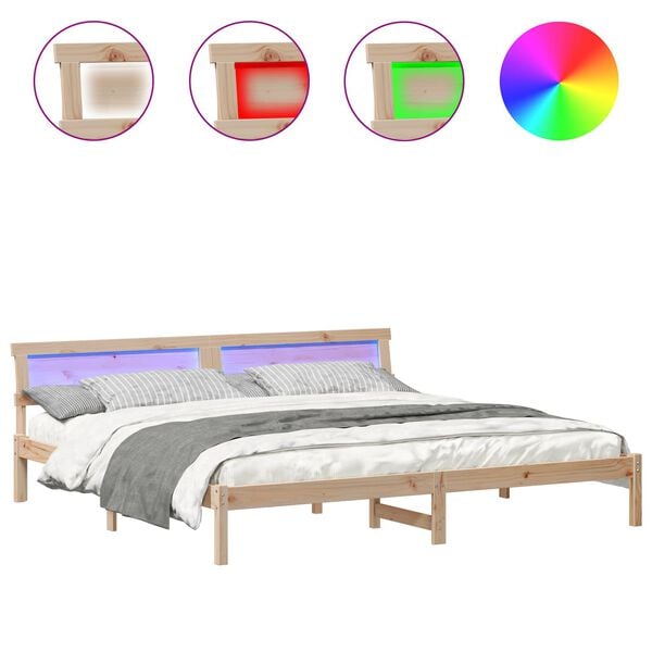 vidaXL Sengestamme med hodegjerde Brun 180 x 200 cm Massiv furu