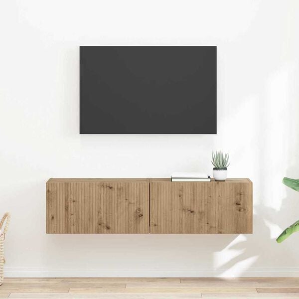 vidaXL TV Veggskap Veggmontert 2 pcs Kunstnerisk Eik 60 x 31 x 29,5 cm