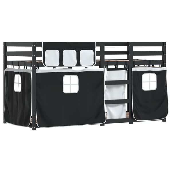 vidaXL K&oslash;yeseng for barn gardiner hvit og svart 90x200 cm heltre furu