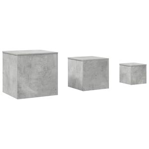 vidaXL Sidebord 3 stk betonggr&aring; konstruert tre