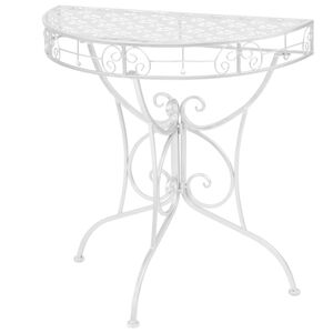 vidaXL Sidebord gammeldags stil halvrund metall 72x36x74 cm s&oslash;lv