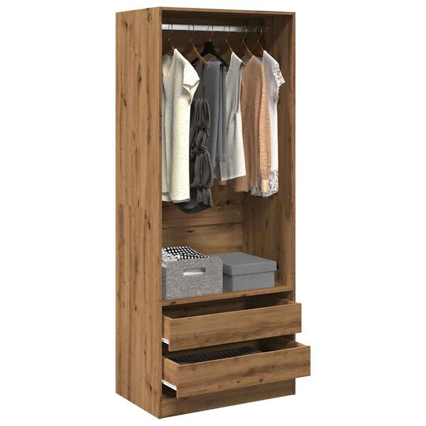 vidaXL Garderobe artisan eik 80x50x200 cm konstruert tre