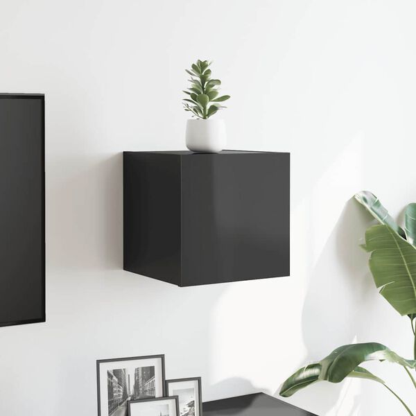 vidaXL Vegghengt TV-benk h&oslash;yglans gr&aring; 30,5x30x30 cm