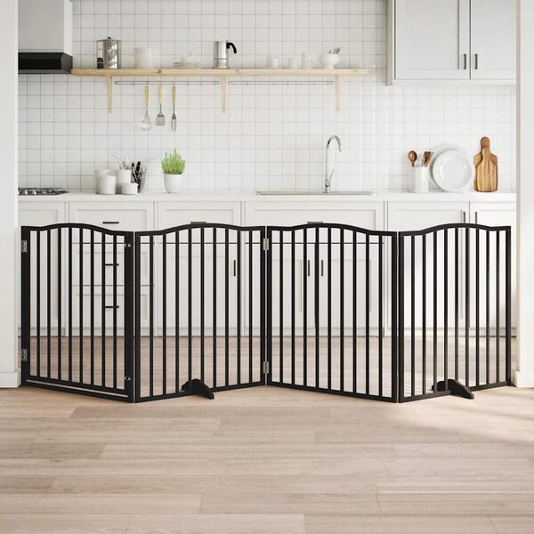 vidaXL Hundeport sammenleggbar 4 paneler svart 320 cm poppeltre