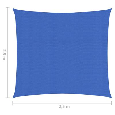 vidaXL Solseil 160 g/m² blå 2,5x2,5 m HDPE