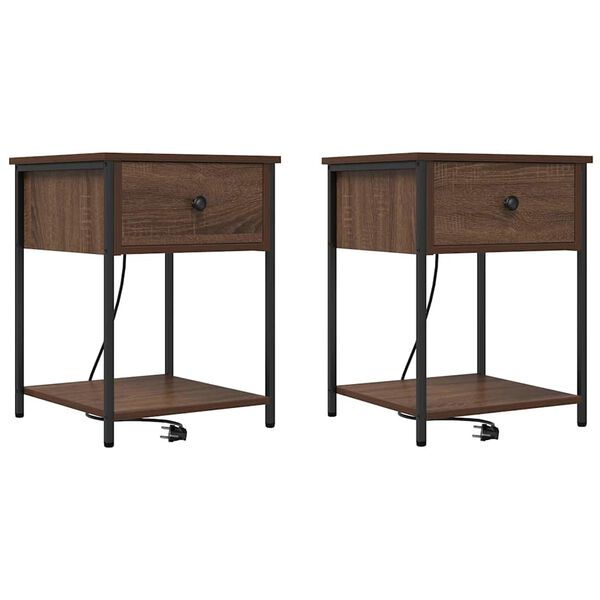 vidaXL Nattbordskap 2 pcs Brun Eik 42 x 41 x 56 cm Konstruert tre