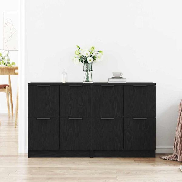 vidaXL Sideboard Svart eik 180 x 30 x 70 cm Konstruert tre