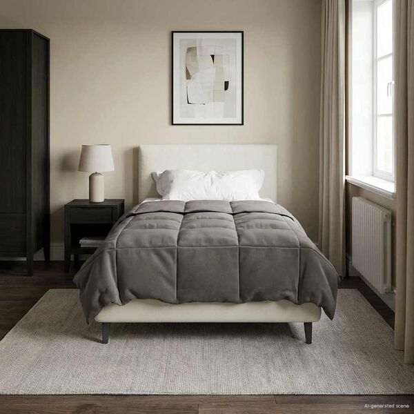 vidaXL Full &aring;r dyne Quilted Lysegr&aring; 155 x 220 cm Mikrofiber