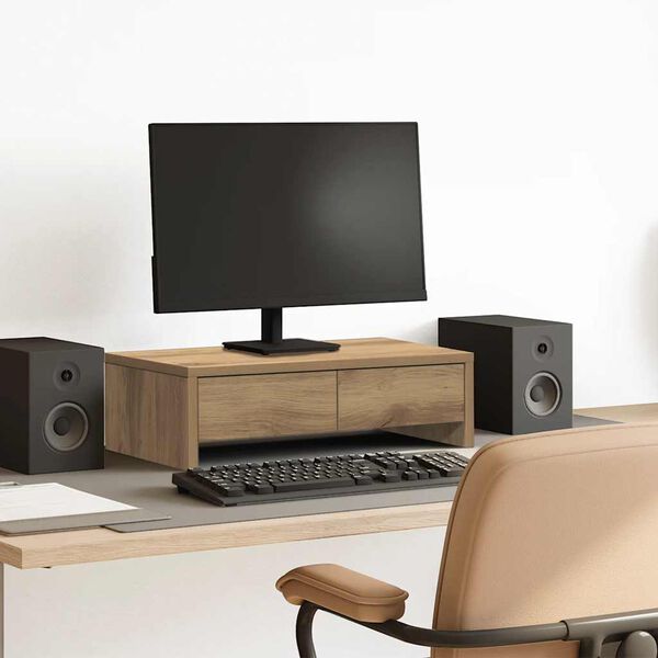 vidaXL Skjermstativ med skuffer artisan eik 50x27x15 cm konstruert tre