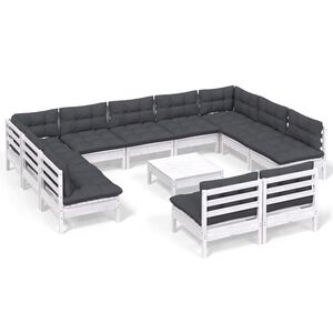 vidaXL Hagesofagruppe med puter 12 deler heltre furu