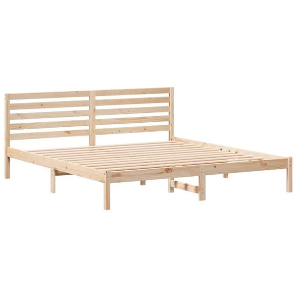 vidaXL Sengestamme med hodegjerde Brun 200 x 200 cm Massiv furu