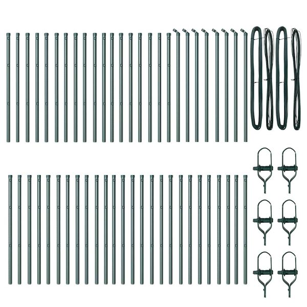 vidaXL Gjerdepåle Annet 52 pcs grønn 3,2 x 3,2 x 120 cm Stål