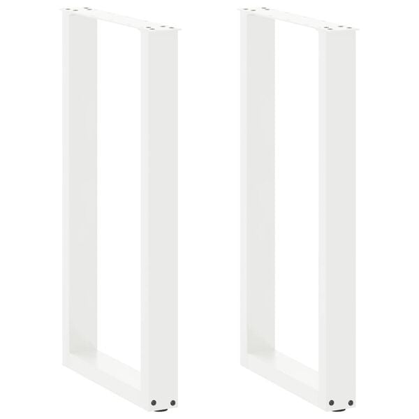 vidaXL Barbordben U-formet 2 stk hvit 40x(90-91) cm st&aring;l